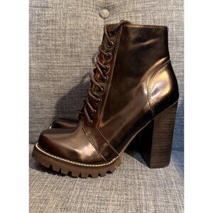 Jeffrey Campbell Womens Legion Lug Heel‎ Combat Boots Black Leather Zip Size 9M